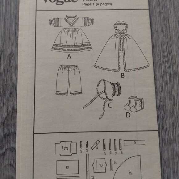 Vintage Vogue 18" Doll Clothes Dress Pantaloons Sewing Pattern Prairie 7923 - Picture 7 of 7